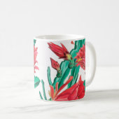 Grünes rotes Kaktusmuster Kaffeetasse (VorderseiteRechts)