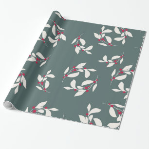 Grünes/Rotes Leaf-Weihnachtsbuch Geschenkpapier
