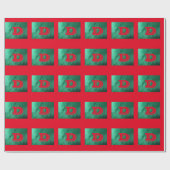 Grünes/rotes Monogramm Geschenkpapier (Flach)