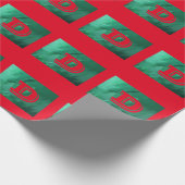Grünes/rotes Monogramm Geschenkpapier (Ecke)