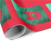Grünes/rotes Monogramm Geschenkpapier (Rolleneckpunkt)