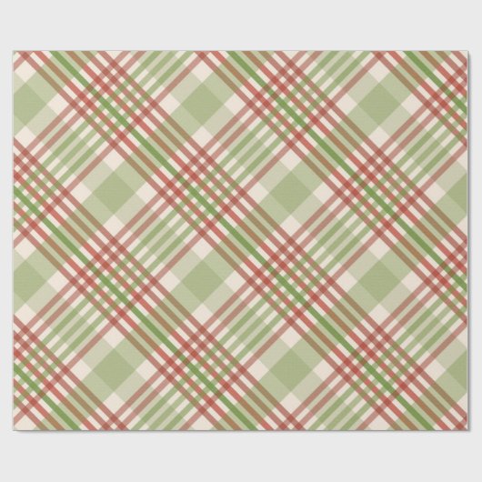 Grünes rotes Muster Kariertes Weihnachtswappenpapi Geschenkpapier (Flach)
