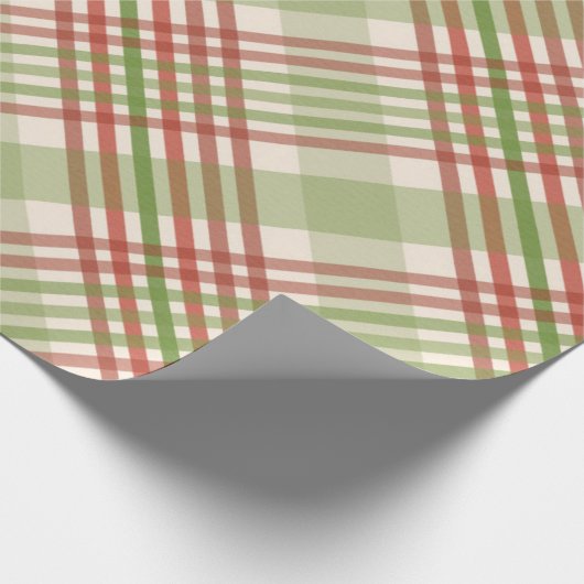 Grünes rotes Muster Kariertes Weihnachtswappenpapi Geschenkpapier (Ecke)