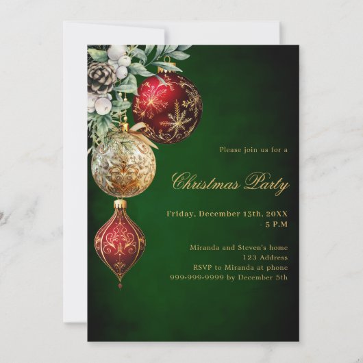 Grünes Rotes Party Einladung (Vorderseite)