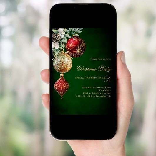 Grünes Rotes Party Einladung