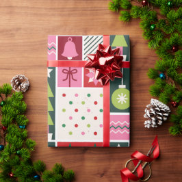 Grünes rotes rosa geometrisches modernes Weihnacht Geschenkpapier