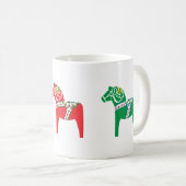 Grünes, rotes und blaues Dalahäst Kaffeetasse (VorderseiteRechts)