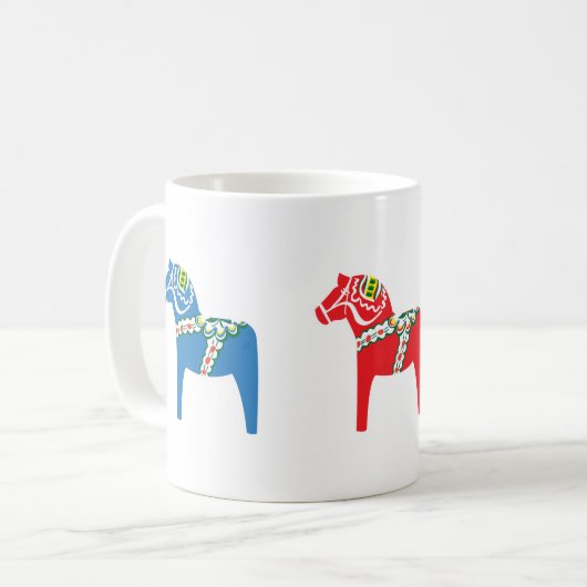 Grünes, rotes und blaues Dalahäst Kaffeetasse (Vorderseite Links)