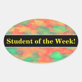 Grünes, rotes Wasserfarbiges Abstraktes Muster Ovaler Aufkleber