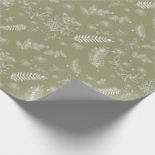 Grünes, rustikales, botanisches Blumenpapier Geschenkpapier (Ecke)