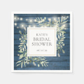 Grünes Rustikales Brautparty mit Holzsaitenleuchte Serviette (Vorderseite)