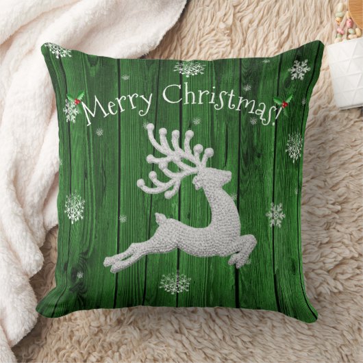 Grünes Rustikales Weihnachtsbaumkissen Kissen (Decke)