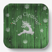 Grünes Rustikales Weihnachtsgestempelpapier Pappteller (Vorderseite)