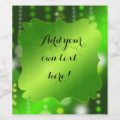 Grünes Satin und Glitzern Party | Benutzerdefinier Weinetikett (Einzelnes Label)