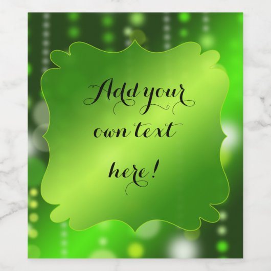 Grünes Satin und Glitzern Party | Benutzerdefinier Weinetikett (Einzelnes Label)