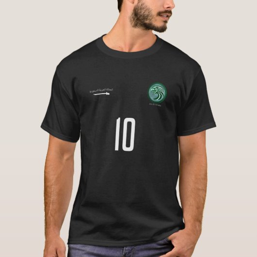 Grünes Saudi-Arabien Sportteam Nummer 10 Arabische T-Shirt (Vorderseite)