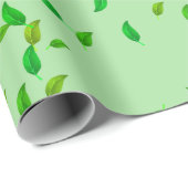 Grünes Scatter Leaf Geschenkpapier (Rolleneckpunkt)
