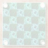 Grünes Schach und blauer Himmel oder Cyan, mit Rec Glasuntersetzer (Rückseite)