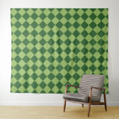 Grünes Schachbrett-Diamantmuster Wandteppich (Beispiel (Horizontal))