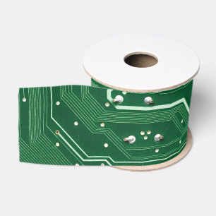 grünes Schaltungsbrettcomputermuster Ripsband