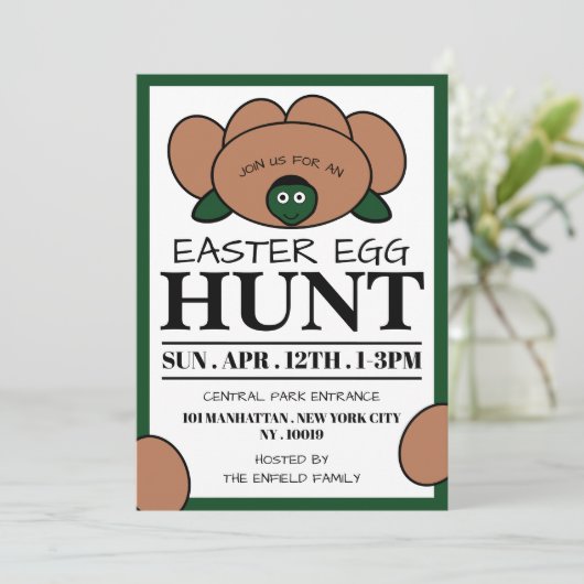 Grünes Schildkröteneier, Ostereierjagd Ankündigung (Stehend Vorderseite)