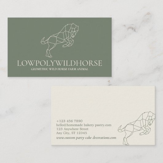Grünes Schlachttier Lowpolypferd Bauer Visitenkarte (Vorne/Hinten)