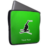 Grünes Schnee-Skifahren Laptopschutzhülle (Vorne Rechts)