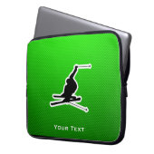 Grünes Schnee-Skifahren Laptopschutzhülle (Vorderseite Links)