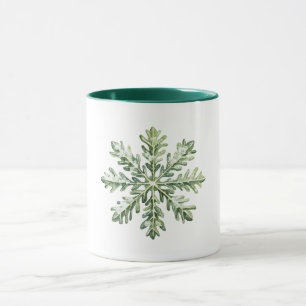 Grünes Schneeflocken-Weihnachten Tasse