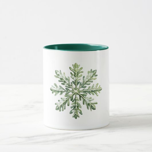 Grünes Schneeflocken-Weihnachten Tasse (Zentrum)