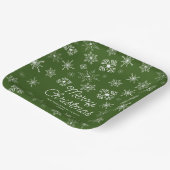 Grünes Schneeflocken Weihnachts-Party Pappteller (Gewinkelt)