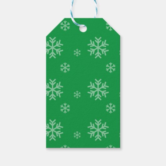 Grünes Schneeflockenmuster Moderne Winterfeier Geschenkanhänger (Vorderseite)