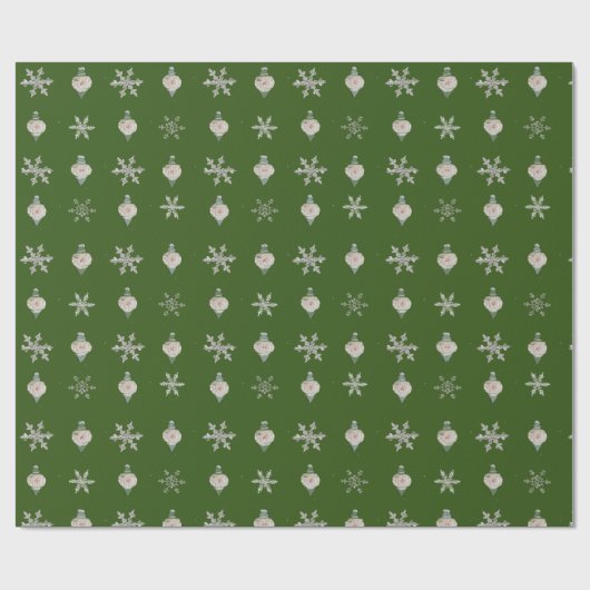 Grünes Schneeflockenpapier Geschenkpapier (Flach)