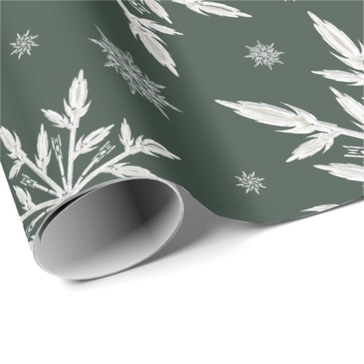 Grünes Schneeflockenpapier Geschenkpapier (Rolleneckpunkt)