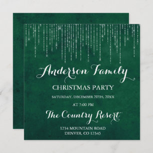 Grünes Schnur-Licht-Familien-WeihnachtsParty Einladung