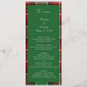 grünes, schottisches Hochzeitsmenü und Programm (Vorderseite)