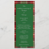 grünes, schottisches Hochzeitsmenü und Programm (Rückseite)