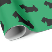 Grünes Schottisches Terrier Wrapping Paper Geschenkpapier (Rolleneckpunkt)