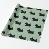 Grünes Schottisches Terrier Wrapping Paper Geschenkpapier (Ungerollt)
