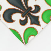 Grünes Schwarz Barock Fleur-de-lis Muster Design Fleecedecke (Ecke)