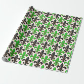 Grünes Schwarz Barock Fleur-de-lis Muster Design  Geschenkpapier (Ungerollt)