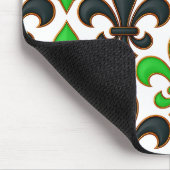 Grünes Schwarz Barock Fleur-de-lis Muster Design Mousepad (Ecke)