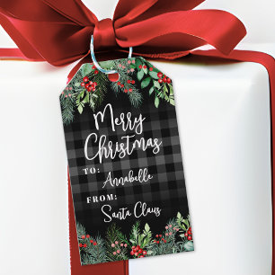 Grünes Schwarz Frohe Weihnachten Geschenkanhänger