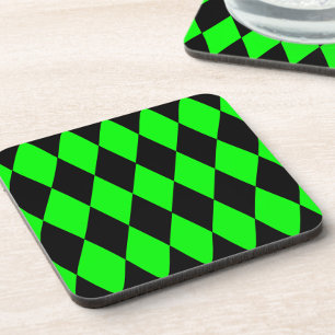 Grünes Schwarz Harlekin Diamanten Dame Design Getränkeuntersetzer