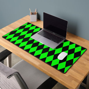 Grünes Schwarz Harlekin Diamanten Dame Design Schreibtischunterlage