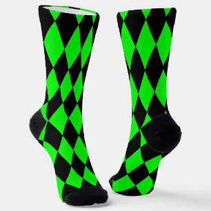 Grünes Schwarz Harlekin Diamanten Dame Design Socken