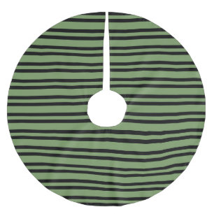 Grünes Schwarz Streifenmuster Polyester Weihnachtsbaumdecke