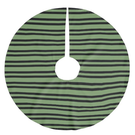 Grünes Schwarz Streifenmuster Polyester Weihnachtsbaumdecke (Vorderseite)