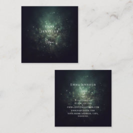 Grünes Schwarz Subtile sanfter Glitzer Hintergrund Quadratische Visitenkarte