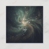 Grünes Schwarz Subtile sanfter Glitzer Hintergrund Quadratische Visitenkarte (Vorderseite)